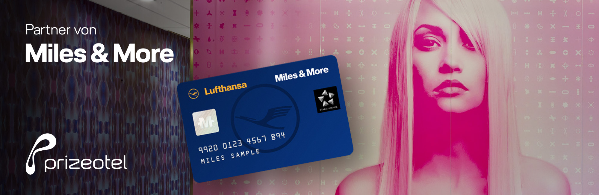 Werbeplakat von prizeotel und Miles&More Partnerschaft mit Lufthansa